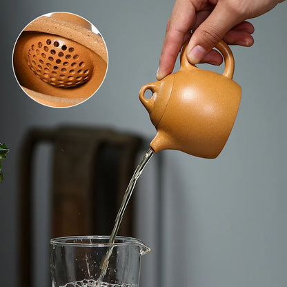 120CC Yixing Zisha Teapot Household Gold Segment Mud Handmade Qin Quan Sketch Raw Ore Teapot Tea Set