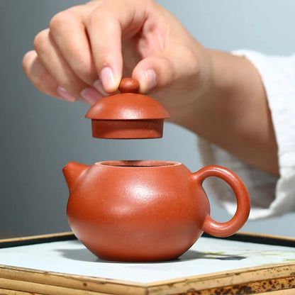 120ML Yixing Purple Clay Teapot Machine-made Xishi Tea Pot Raw Ore Dahongpao Quality Teaware Oolong Pu're Tea Set Filter Kettle