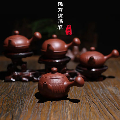 120cc 150Cc haozhou Zhu Ni Hand Pulled Pot Side Handle Purple Clay Pot Kung Fu Tea Set Ball Hole Filter Foam Tea Pot