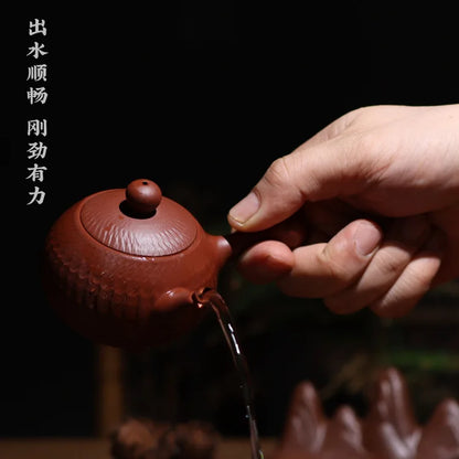 120cc 150Cc haozhou Zhu Ni Hand Pulled Pot Side Handle Purple Clay Pot Kung Fu Tea Set Ball Hole Filter Foam Tea Pot