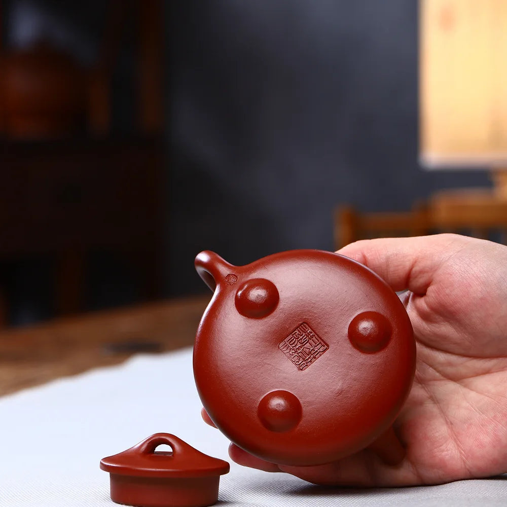 120cc Chaozhou Hand-Pulled Teapot Raw Ore Vermilion Mud Small Brewing Pot Purple Clay Kung Fu Tea Set Sketch xiaoshipiao Pot