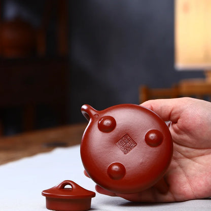 120cc Chaozhou Hand-Pulled Teapot Raw Ore Vermilion Mud Small Brewing Pot Purple Clay Kung Fu Tea Set Sketch xiaoshipiao Pot