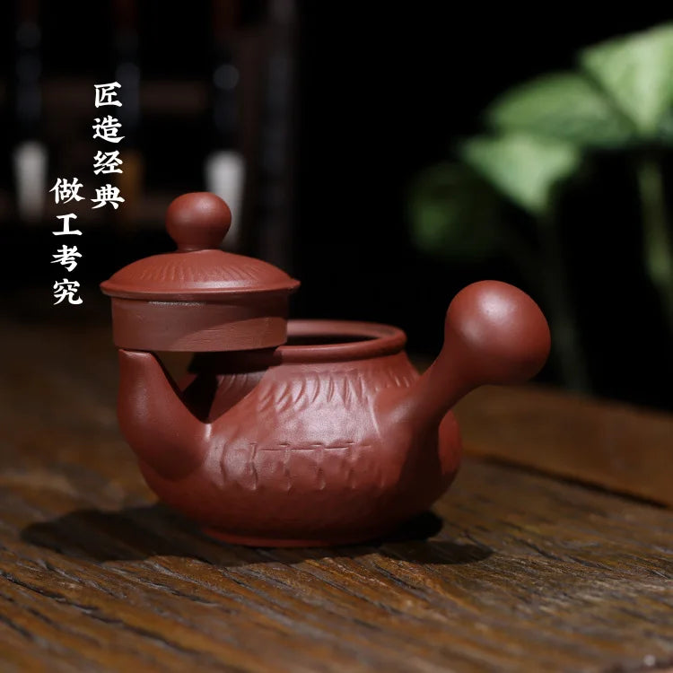 120cc Chaozhou old f let side pull lasts a pot of run of mine ore pure manual hand pot of purple sand teapot kung fu