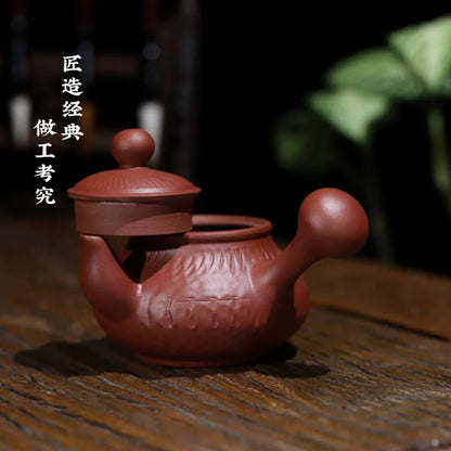 120cc Chaozhou old f let side pull lasts a pot of run of mine ore pure manual hand pot of purple sand teapot kung fu