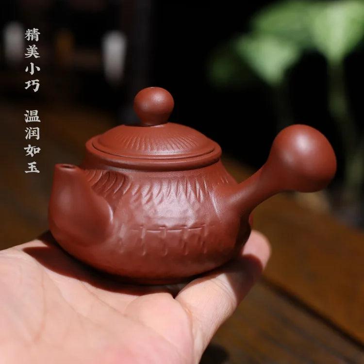 120cc Chaozhou old f let side pull lasts a pot of run of mine ore pure manual hand pot of purple sand teapot kung fu