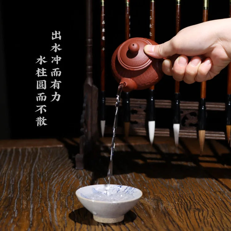 120cc Chaozhou old f let side pull lasts a pot of run of mine ore pure manual hand pot of purple sand teapot kung fu