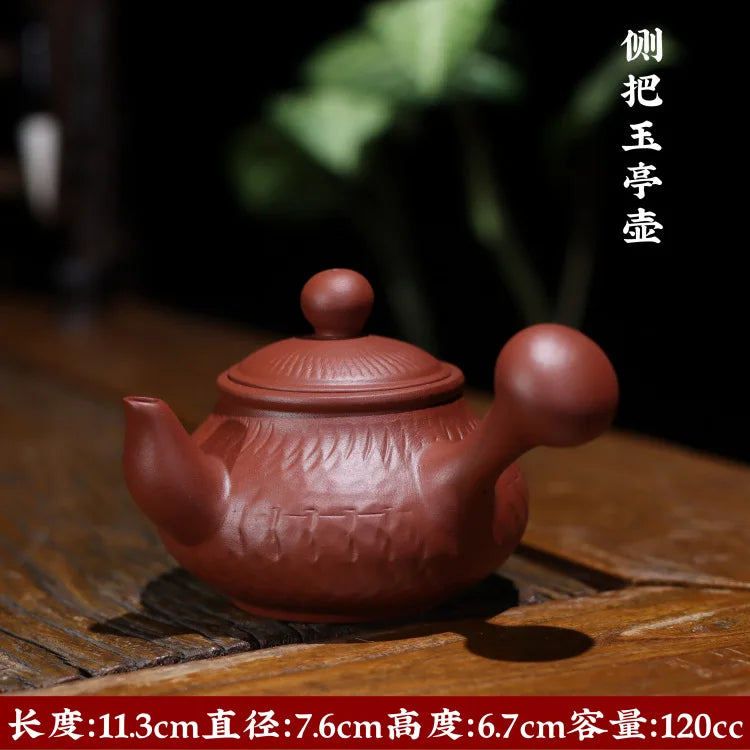 120cc Chaozhou old f let side pull lasts a pot of run of mine ore pure manual hand pot of purple sand teapot kung fu