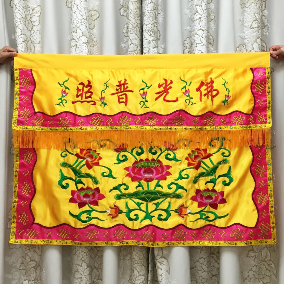 120cm Buddhist hall Temple home altar Worship Buddha Gods High quality Embroidery Altar table enclosure wall Hanging Curtain