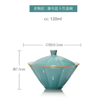 120ml Antique Ceramic Tea Cup Handmade Portable Gaiwan Tea Bowl Household Beauty Tea Infuser Chinese Tea Set Accessories