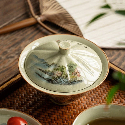 120ml Antique Ceramic Tea Cup Handmade Portable Gaiwan Tea Bowl Household Beauty Tea Infuser Chinese Tea Set Accessories