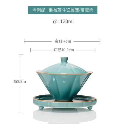 120ml Antique Ceramic Tea Cup Handmade Portable Gaiwan Tea Bowl Household Beauty Tea Infuser Chinese Tea Set Accessories