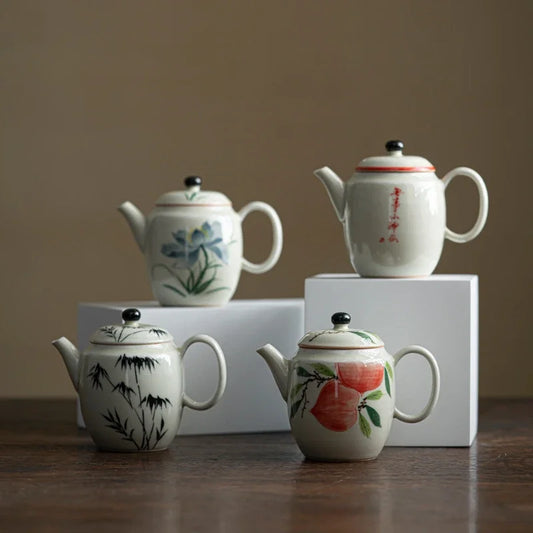 120ml Antique Pure Hand-painted Teapotjapanese Powder Yin Pot Household Tea Brewing Kettle with Strainer Accessories Ornaments