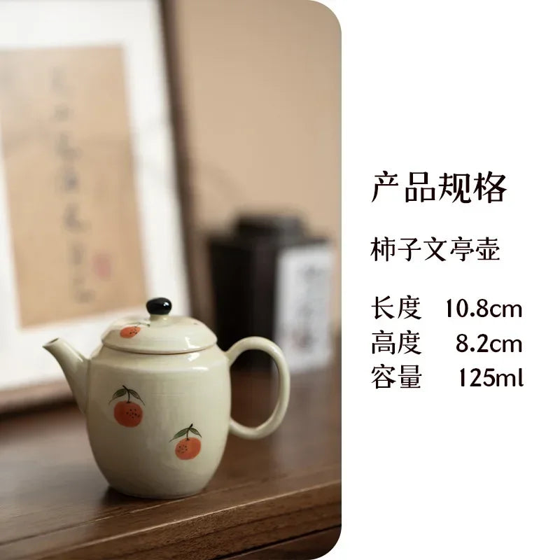 120ml Antique Pure Hand-painted Teapotjapanese Powder Yin Pot Household Tea Brewing Kettle with Strainer Accessories Ornaments