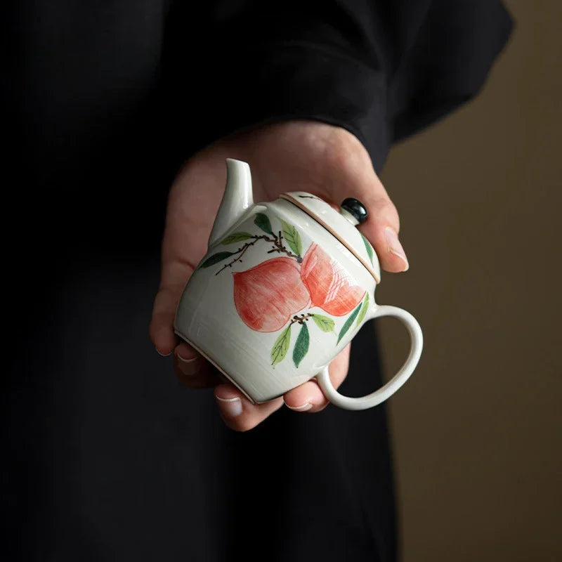 120ml Antique Pure Hand-painted Teapotjapanese Powder Yin Pot Household Tea Brewing Kettle with Strainer Accessories Ornaments