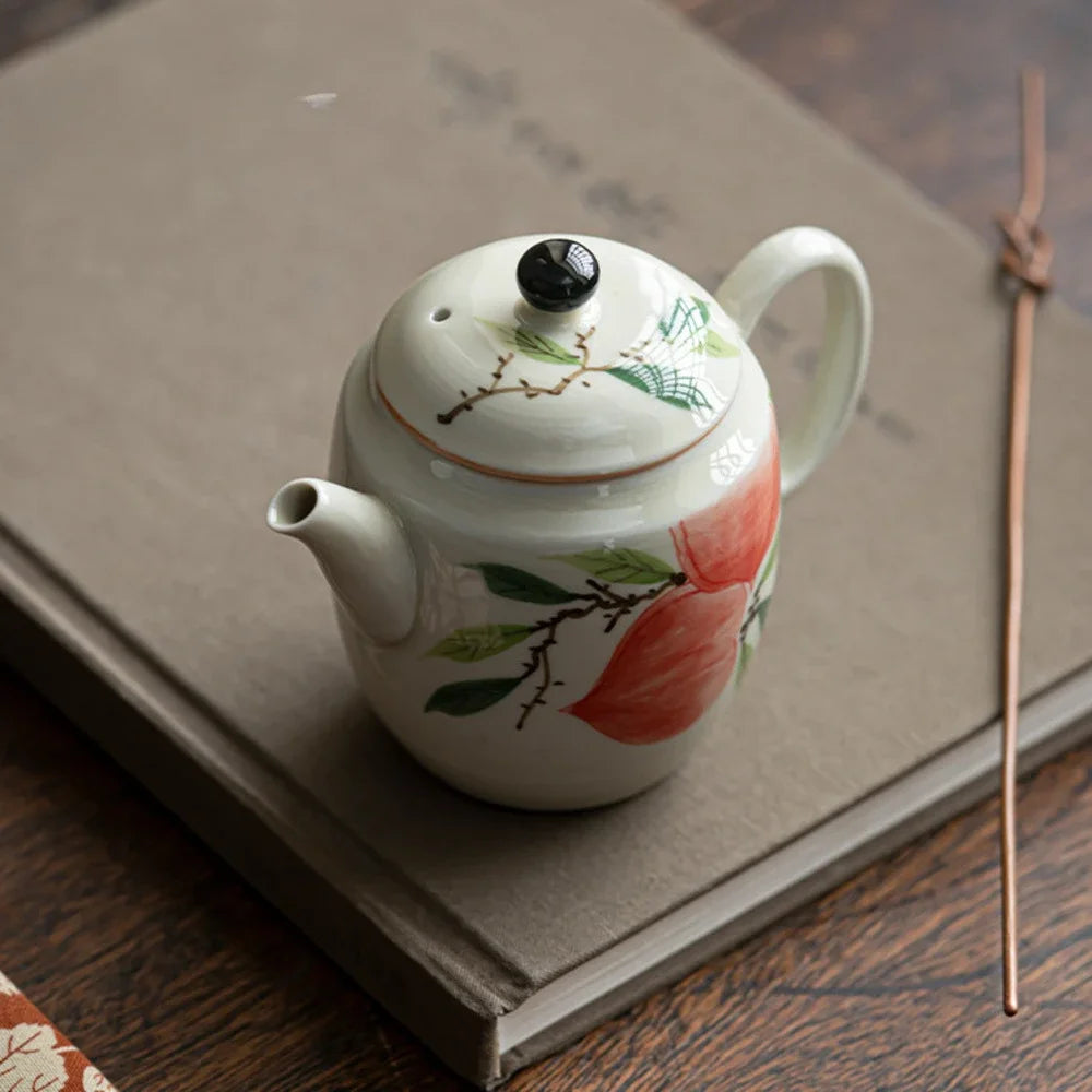 120ml Antique Pure Hand-painted Teapotjapanese Powder Yin Pot Household Tea Brewing Kettle with Strainer Accessories Ornaments