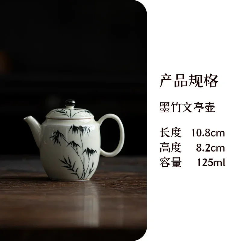 120ml Antique Pure Hand-painted Teapotjapanese Powder Yin Pot Household Tea Brewing Kettle with Strainer Accessories Ornaments
