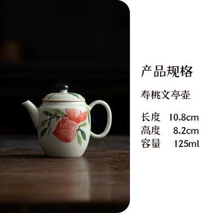 120ml Antique Pure Hand-painted Teapotjapanese Powder Yin Pot Household Tea Brewing Kettle with Strainer Accessories Ornaments