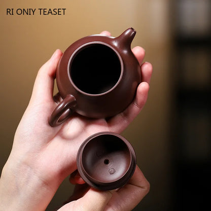 120ml Authentic Chinese Yixing Purple Clay Teapots Small Capacity Famous Artists Handmade Tea Pot Kettle Zisha Tea Set Teaware