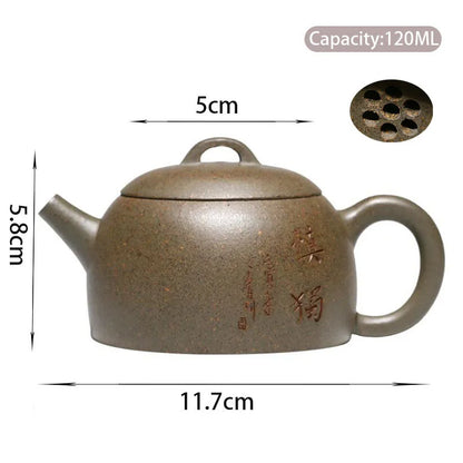 120ml Authentic Yixing Purple Clay Teapots Famous Artists Handmade Tea Pot Raw Ore Section Mud Kettle Chinese Zisha Tea Set