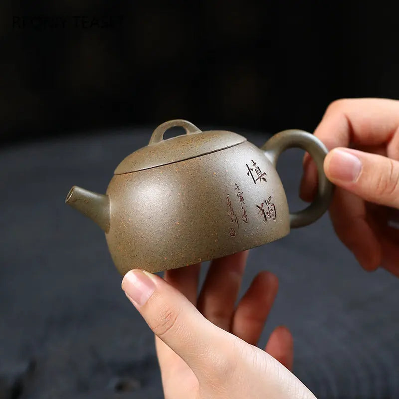 120ml Authentic Yixing Purple Clay Teapots Famous Artists Handmade Tea Pot Raw Ore Section Mud Kettle Chinese Zisha Tea Set