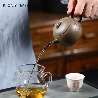 120ml Authentic Yixing Purple Clay Teapots Famous Artists Handmade Tea Pot Raw Ore Section Mud Kettle Chinese Zisha Tea Set
