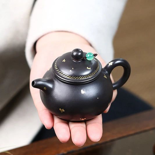 120ml Boutique Yixing Purple Clay Tea Pot Raw Ore Black Mud Filter Teapot Chinese Zisha Tea Infuser Handmade Beauty Teaware