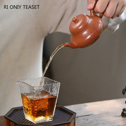 120ml Chinese Yixing High-end Handmade Purple Clay Teapot Small Capacity Famous Artists Hand-carved Tea Pot Kettle Zisha Tea Set