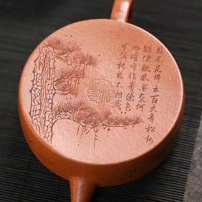 120ml Chinese Yixing Purple Clay Teapot Beauty Kettle Famous Artists Hand-carved Pine Tree Pattern Tea Pot Zisha Tea Set Teaware
