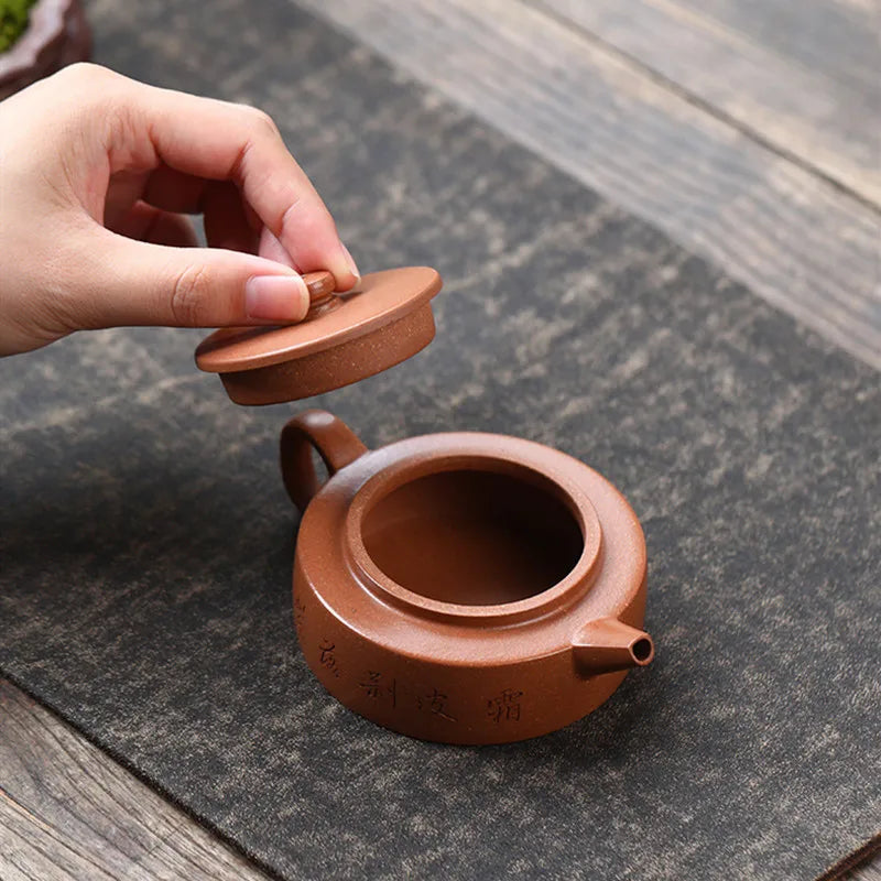 120ml Chinese Yixing Purple Clay Teapot Beauty Kettle Famous Artists Hand-carved Pine Tree Pattern Tea Pot Zisha Tea Set Teaware