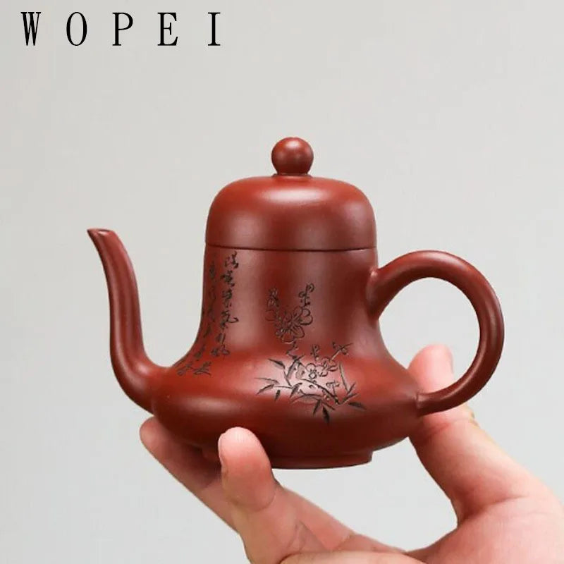 120ml Chinese Yixing Purple Clay Teapot Master Hand-carved Tea Pot Raw Ore Handmade Dahongpao Kettle Authentic Zisha Tea Set
