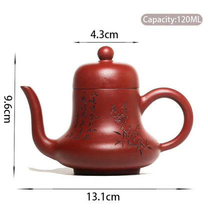 120ml Chinese Yixing Purple Clay Teapot Master Hand-carved Tea Pot Raw Ore Handmade Dahongpao Kettle Authentic Zisha Tea Set