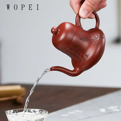 120ml Chinese Yixing Purple Clay Teapot Master Hand-carved Tea Pot Raw Ore Handmade Dahongpao Kettle Authentic Zisha Tea Set