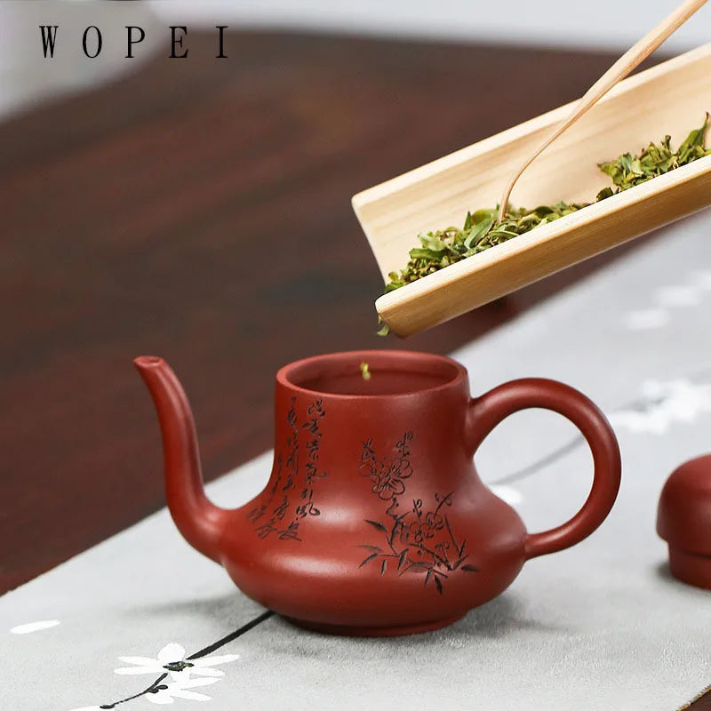 120ml Chinese Yixing Purple Clay Teapot Master Hand-carved Tea Pot Raw Ore Handmade Dahongpao Kettle Authentic Zisha Tea Set