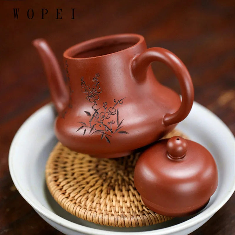 120ml Chinese Yixing Purple Clay Teapot Master Hand-carved Tea Pot Raw Ore Handmade Dahongpao Kettle Authentic Zisha Tea Set