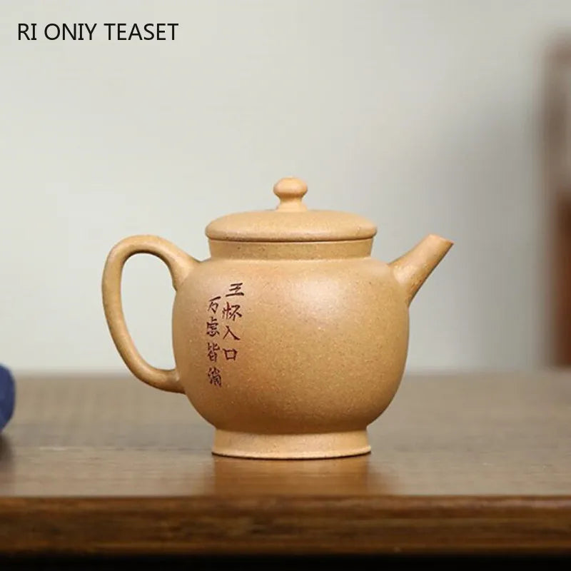 120ml Chinese Yixing Purple Clay Teapots Famous Artists Handmade Small Capacity Tea Pot Raw Ore Section Mud Kettle Zisha Tea Set