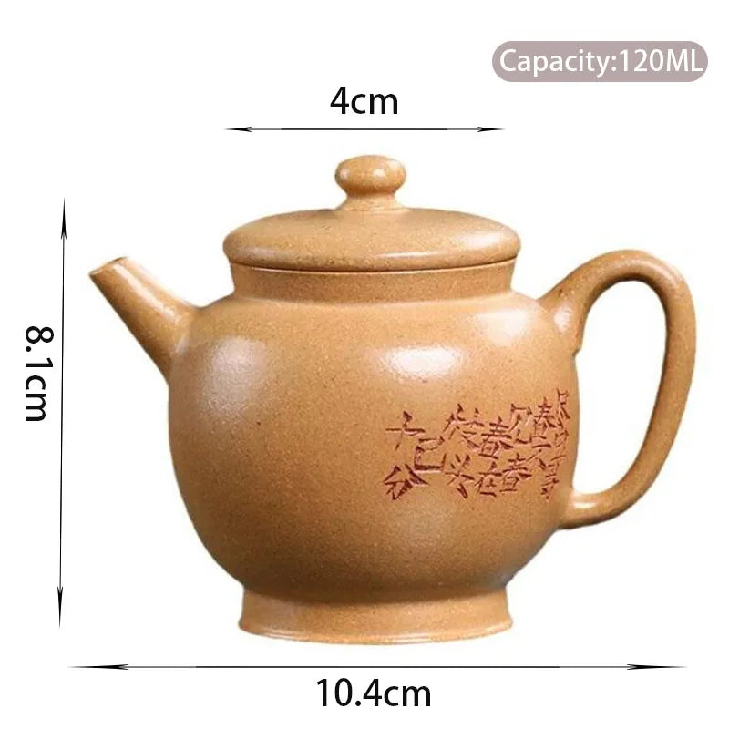 120ml Chinese Yixing Purple Clay Teapots Famous Artists Handmade Small Capacity Tea Pot Raw Ore Section Mud Kettle Zisha Tea Set