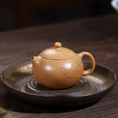 120ml Chinese Yixing Purple Clay Teapots Famous Artists Handmade Xishi Tea Pot Raw Ore Section Mud Kettle High-end Zisha Tea Set