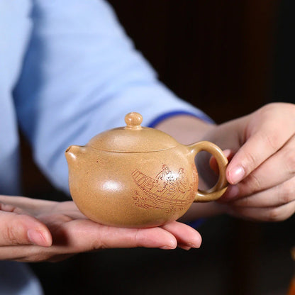 120ml Chinese Yixing Purple Clay Teapots Famous Artists Handmade Xishi Tea Pot Raw Ore Section Mud Kettle High-end Zisha Tea Set