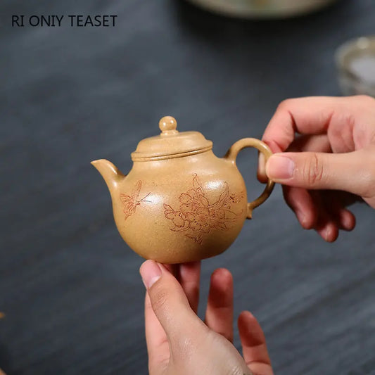 120ml Chinese Yixing Purple Clay Teapots Handmade Small Capacity Tea Pot Raw Ore Section Mud Kettle High-end Zisha Tea Set