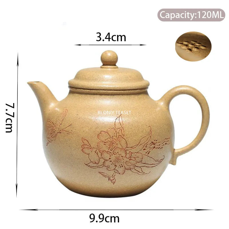 120ml Chinese Yixing Purple Clay Teapots Handmade Small Capacity Tea Pot Raw Ore Section Mud Kettle High-end Zisha Tea Set