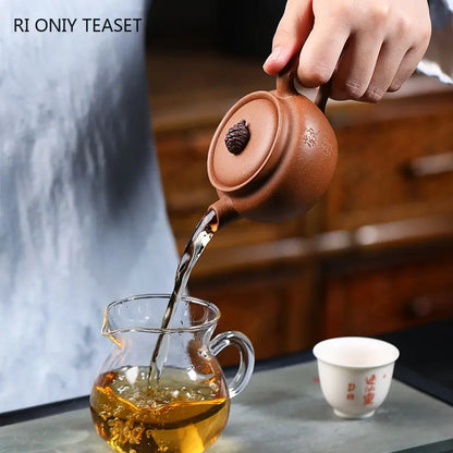 120ml Chinese Yixing Purple Clay Teapots Handmade Tea Pot Raw Ore Colorful Section Mud Kettle High-end Zisha Tea Set Collection