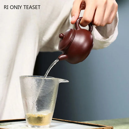 120ml Chinese Yixing Purple Clay Teapots Raw Ore Zhu Mud Famous Handmade Tea Pot Beauty Kettle Authentic Zisha Tea Set Gifts