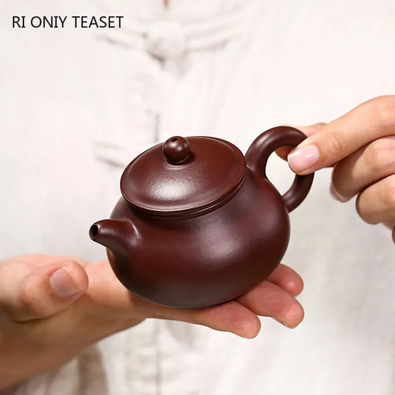 120ml Chinese Yixing Purple Clay Teapots Raw Ore Zhu Mud Famous Handmade Tea Pot Beauty Kettle Authentic Zisha Tea Set Gifts