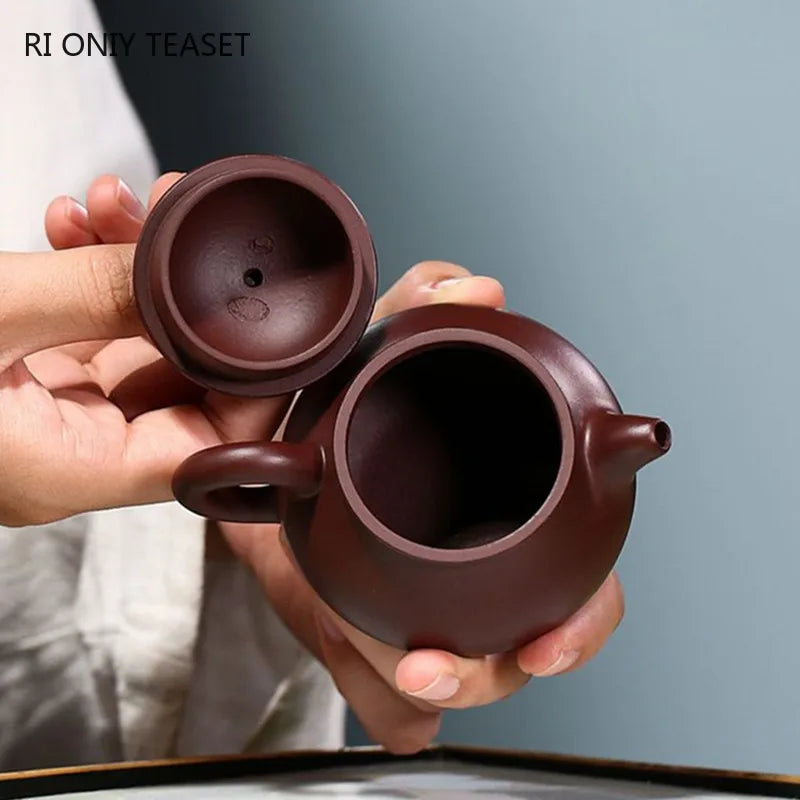 120ml Chinese Yixing Purple Clay Teapots Raw Ore Zhu Mud Famous Handmade Tea Pot Beauty Kettle Authentic Zisha Tea Set Gifts
