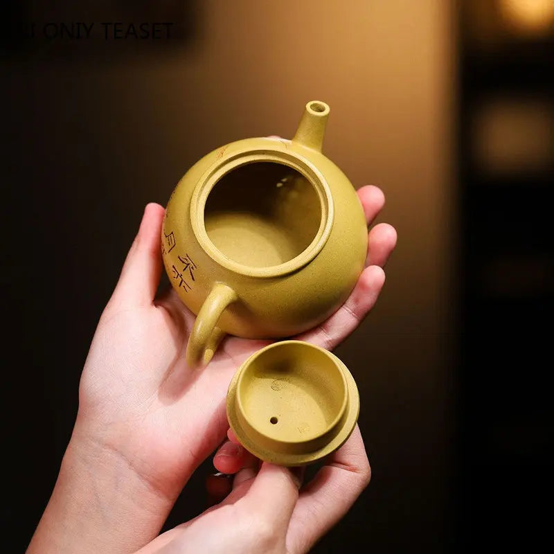 120ml Chinese Yixing Purple Clay Teapots Small Capacity Handmade Tea Pot Raw Ore Beauty Kettle Famous Artists Zisha Tea Set