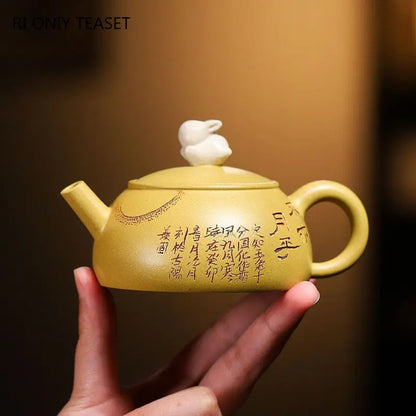 120ml Chinese Yixing Purple Clay Teapots Small Capacity Handmade Tea Pot Raw Ore Beauty Kettle Famous Artists Zisha Tea Set