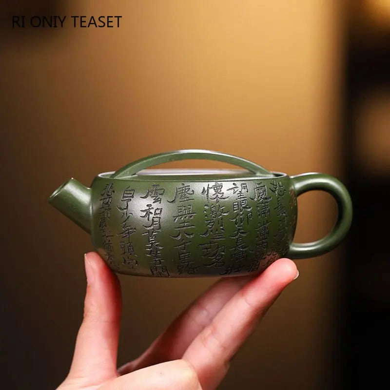 120ml Chinese Yixing Small Capacity Purple Clay Teapots Famous Handmade Tea Pot Raw Ore Green Mud Kettle Authentic Zisha Tea Set