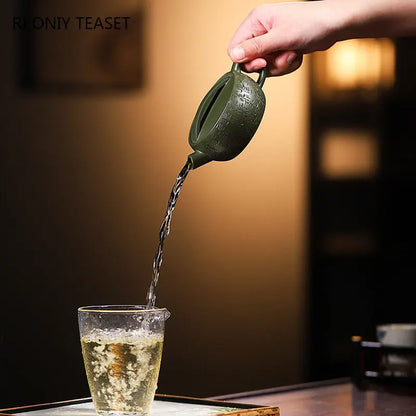120ml Chinese Yixing Small Capacity Purple Clay Teapots Famous Handmade Tea Pot Raw Ore Green Mud Kettle Authentic Zisha Tea Set