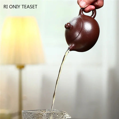 120ml Chinese Yixing Small Capacity Purple Clay Teapots Famous Handmade Xishi Tea Pot Raw Ore Coarse Sand Kettle Zisha Tea Set