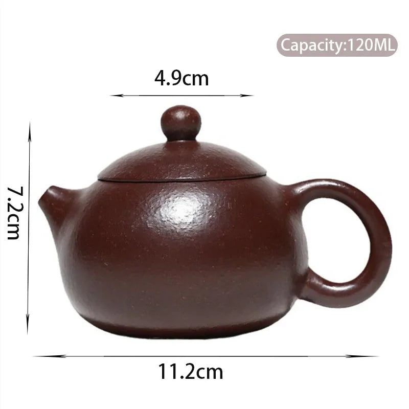 120ml Chinese Yixing Small Capacity Purple Clay Teapots Famous Handmade Xishi Tea Pot Raw Ore Coarse Sand Kettle Zisha Tea Set